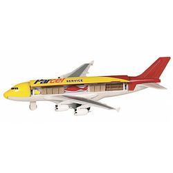 Foto van Speelgoed vracht vliegtuig geel/rood 19 cm - speelgoed vliegtuigen