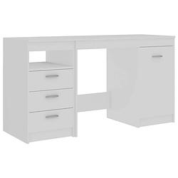 Foto van The living store bureau strak hout - 140 x 50 x 76 cm - wit - 3 lades 1 deur