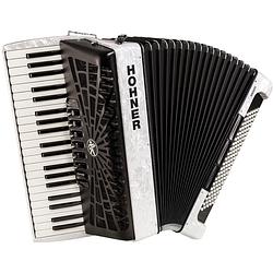 Foto van Hohner bravo iii 120 wit, silent key accordeon