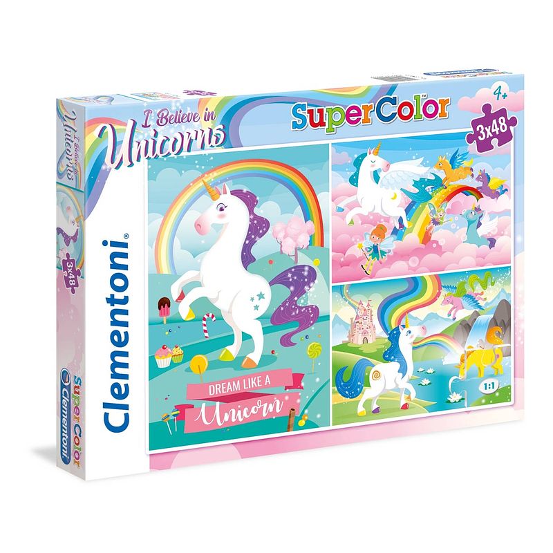 Foto van Clementoni legpuzzel i believe in unicorns 48 stukjes 3 stuks