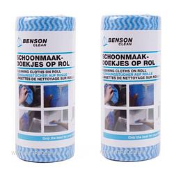Foto van Benson 100x reinigingsdoekjes / schoonmaakdoekjes op rol - blauw - vaatdoekjes