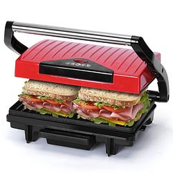 Foto van Great jacob - contactgrill - panini grill - anti-aanbaklaag - zwevende bovenplaat - 1500w - rvs/red - gloria 30zei