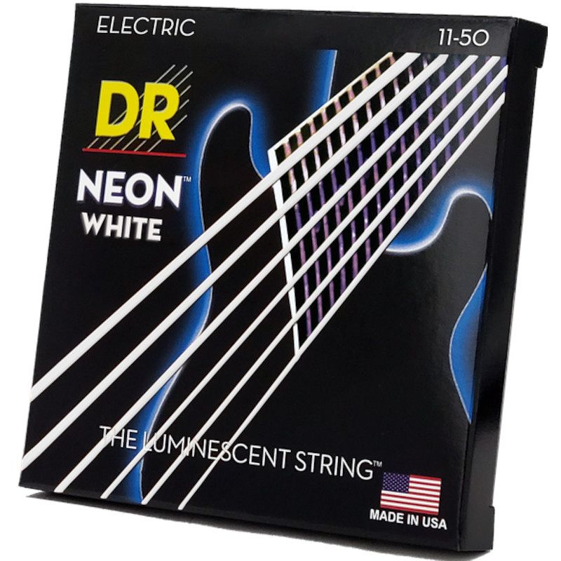 Foto van Dr strings nwe-11 hi-def neon white 11-50 set snaren voor elektrische gitaar