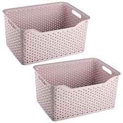 Foto van Plasticforte opbergmand/kastmandje - 2x - 18 liter - roze - kunststof - 29 x 39 x 19 cm - opbergbox