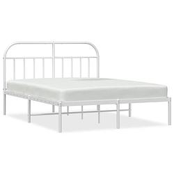 Foto van Vidaxl bedframe met hoofdbord metaal wit 183x213 cm