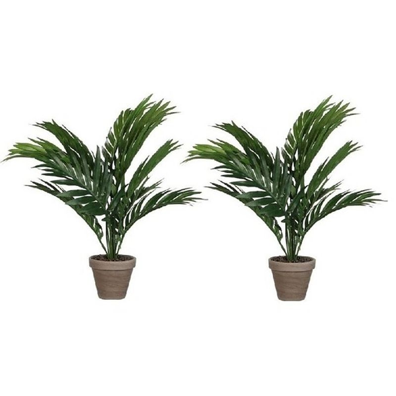 Foto van 2x areca palm kunstplanten groen 40 cm in pot - kunstplanten