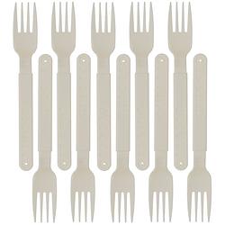 Foto van Excellent houseware vorken - 10x stuks - wit - kunststof - 18 cm - herbruikbaar - vorken