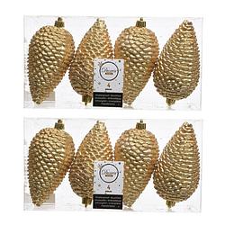 Foto van 8x gouden dennenappels kerstballen 12 cm kunststof glitter - kersthangers