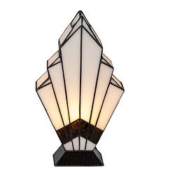 Foto van Haes deco - tiffany tafellamp wit 17x6x30 cm fitting e27 / lamp max 1x40w