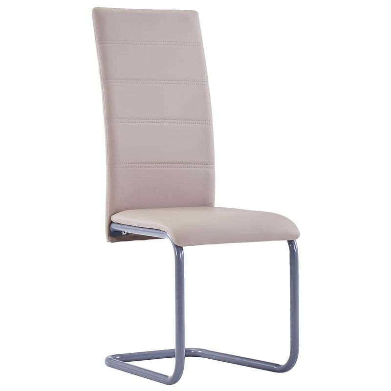 Foto van The living store zwevende eetkamerstoelen - cappuccino - 41 x 52.5 x 102.5 cm - kunstleer en staal