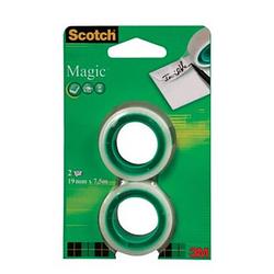 Foto van Scotch plakband magic tape, ft 19 mm x 7,5 m, blister met 2 rolletjes