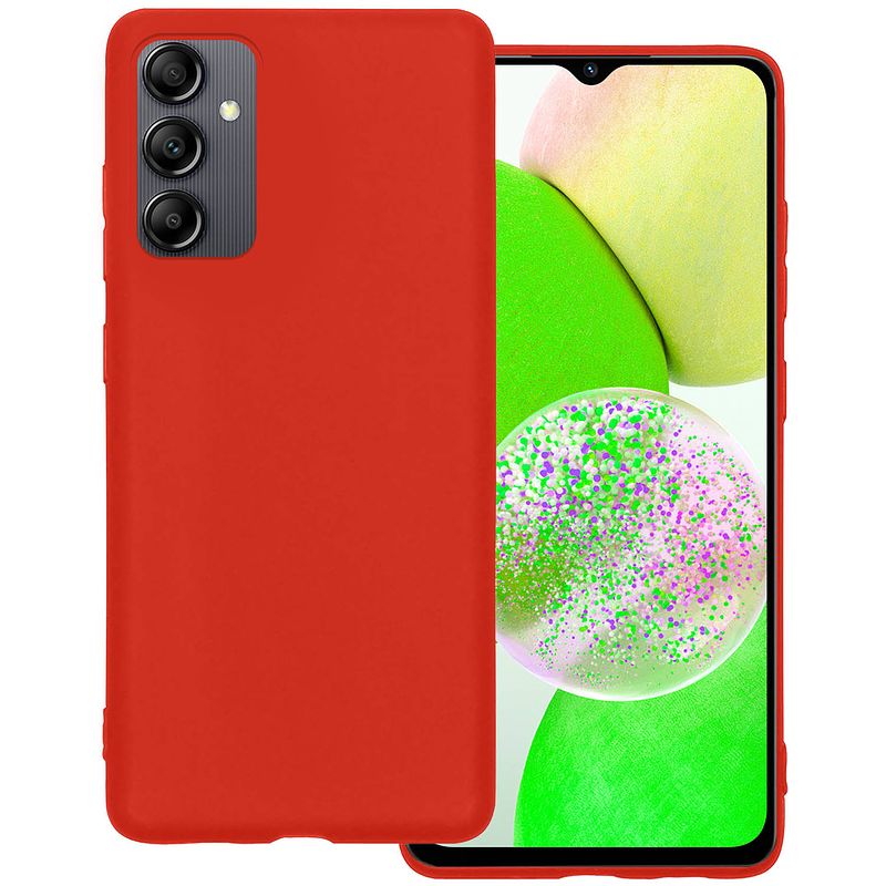 Foto van Basey samsung galaxy a14 hoesje siliconen back cover case - samsung a14 hoes silicone case hoesje - rood