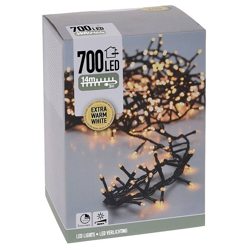 Foto van Micro cluster 700 led - 14m - met timer en dimmer - extra warm wit