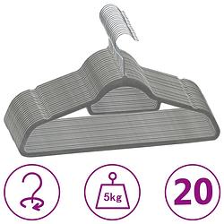 Foto van Vidaxl 20-delige kledinghangerset anti-slip fluweel grijs