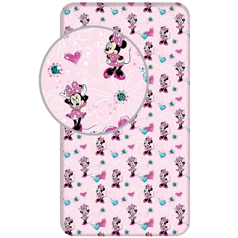 Foto van Disney minnie mouse hoeslaken flowers - eenpersoons - 90 x 190/200cm - katoen