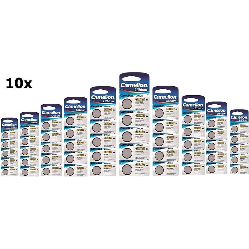 Foto van 50 stuks (10 blister a 5st) camelion cr2032 3v lithium batterij