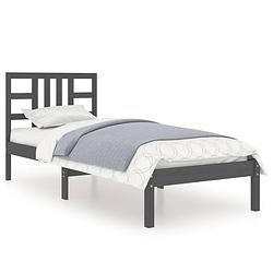 Foto van The living store bedframe massief hout grijs 90x190 cm 3ft single - bed