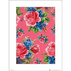 Foto van Gbeye vintage flowers pink kunstdruk 50x70cm