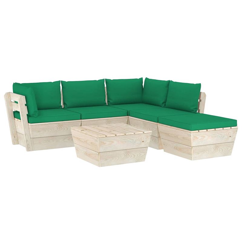 Foto van Vidaxl 6-delige loungeset met kussens pallet vurenhout