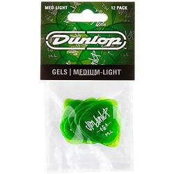 Foto van Dunlop 486pml gels green medium light pick plectrum set 12 stuks