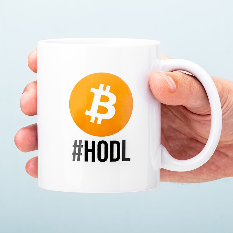 Foto van Bitcoin hodl mok