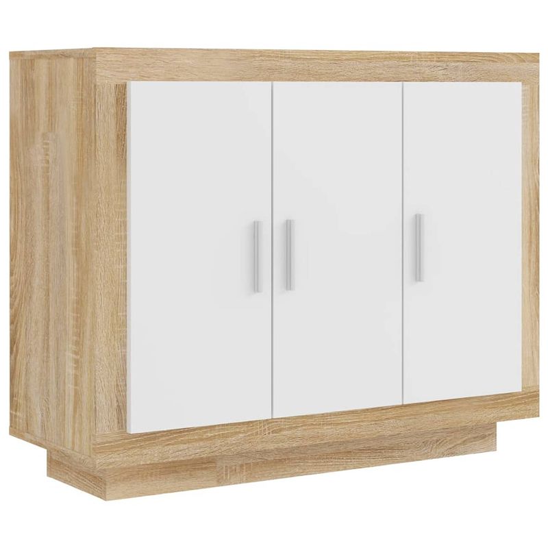 Foto van Vidaxl dressoir 92x35x75 cm bewerkt hout wit en sonoma eikenkleurig