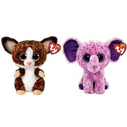 Foto van Ty - knuffel - beanie boo's - bush baby galago & eva elephant