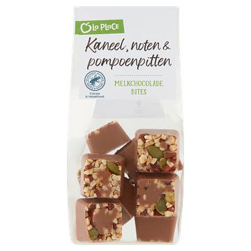 Foto van La place melkchocolade bites met kaneel, noten & pompoenpitten 150g bij jumbo