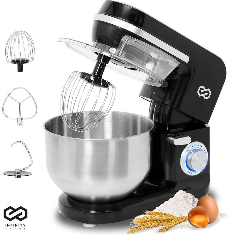 Foto van Infinity goods keukenmachine - keukenmixer - 5l rvs mengkom - keukenrobot - foodprocessor - incl. accessoires - 1000w -