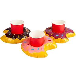 Foto van 3x opblaasbare drankhouders donut 20 cm - opblaasbare blikjeshouders