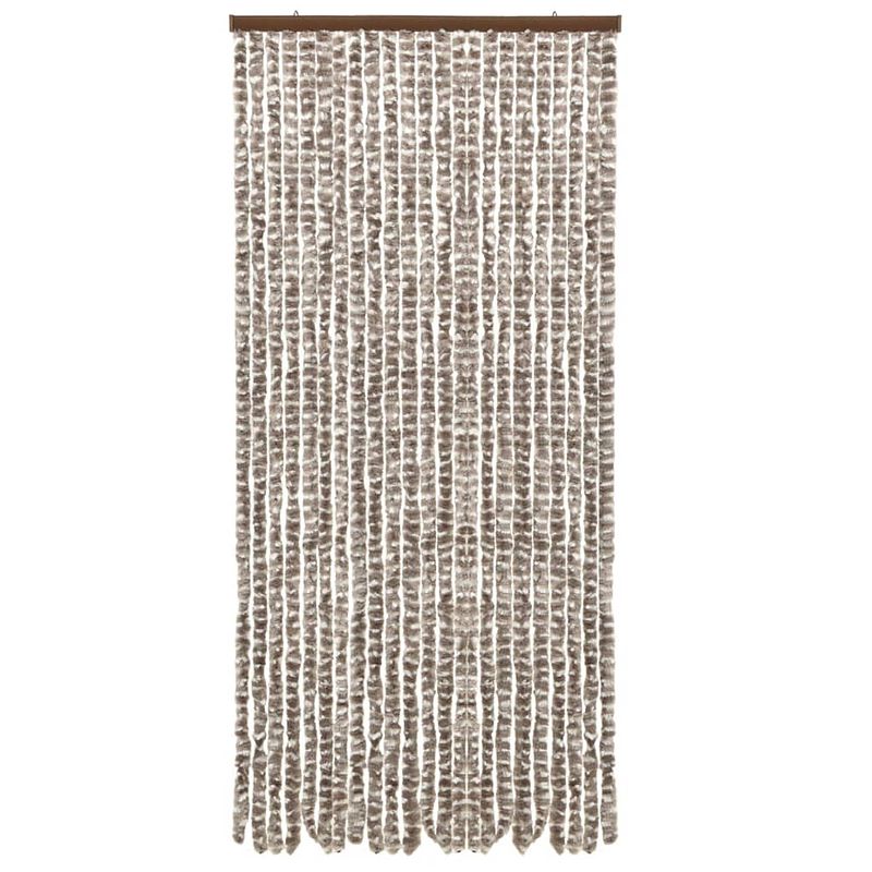 Foto van The living store vliegengordijn - chenille - 90 x 220 cm - taupe/wit