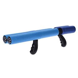 Foto van 1x blauw waterpistool/waterpistolen van foam 40 cm met handvat en dubbele spuit - waterpistolen
