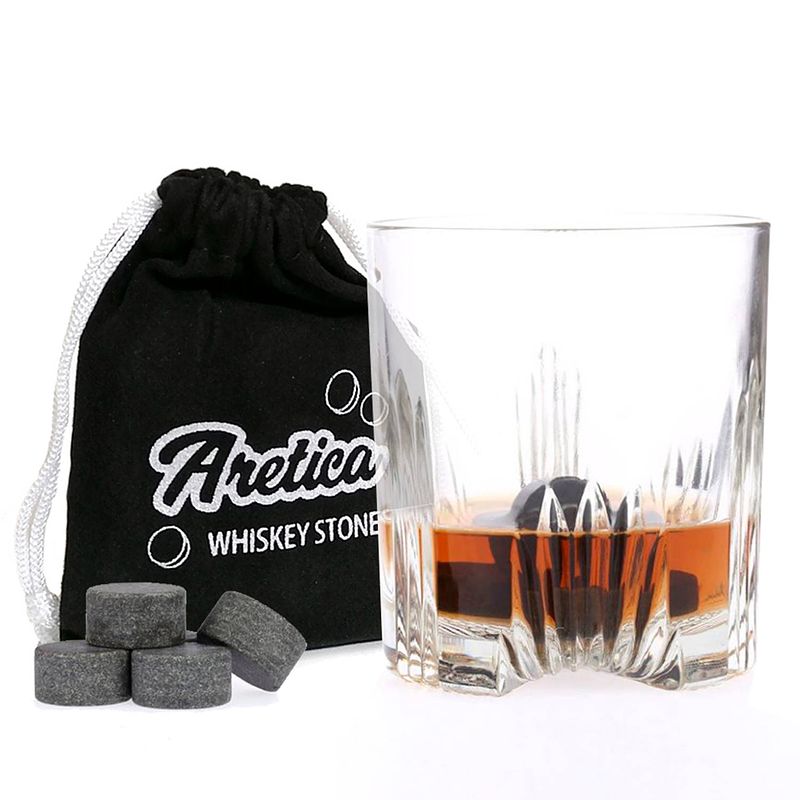 Foto van Aretica whiskey stones rond set van 9 stuks