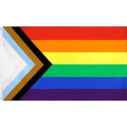 Foto van Progressvlag - regenboogvlag - lgbt vlag - 90x150 cm - pride vlag