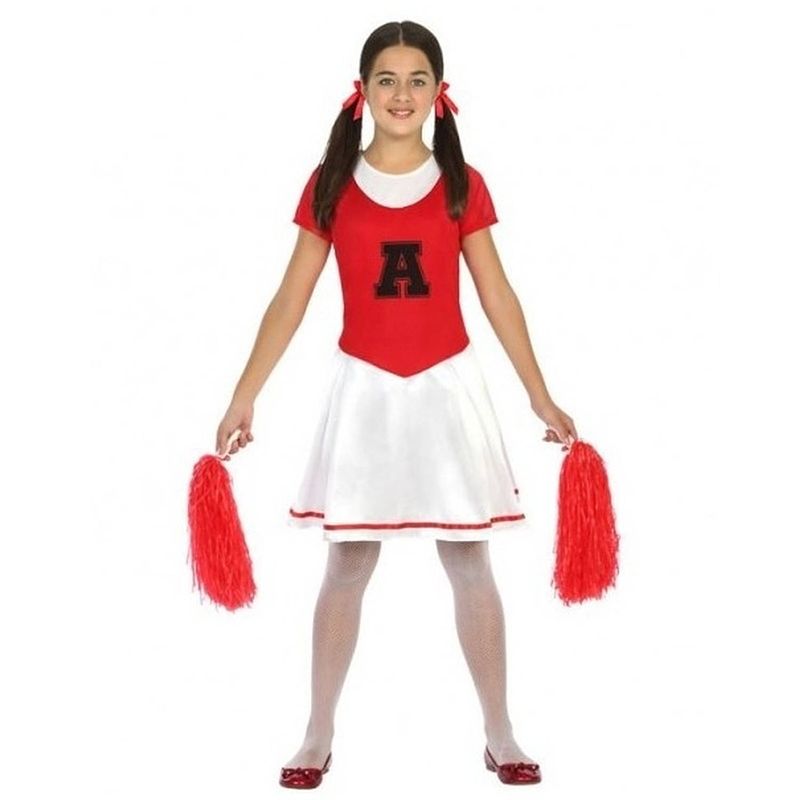 Foto van Cheerleader jurk/jurkje verkleed kostuum voor meisjes 140 (10-12 jaar) - carnavalsjurken