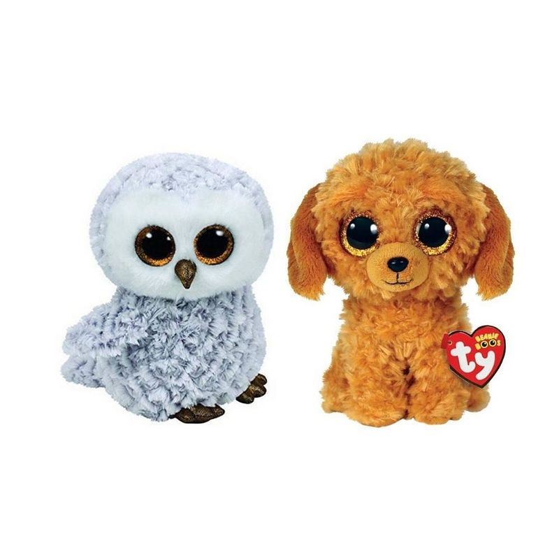 Foto van Ty - knuffel - beanie boo'ss - owlette owl & golden doodle dog