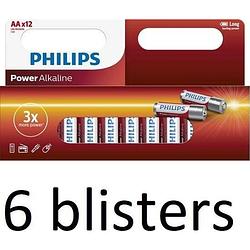 Foto van 72 stuks (6 blisters a 12 st) philips aa alkaline batterijen