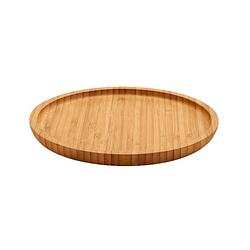 Foto van Bamboe houten broodplank/serveerplank/hamplank rond 20 cm - serveerplanken