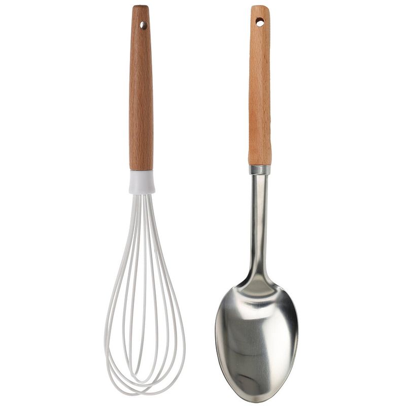 Foto van Excellent houseware 2-delige keukengerei set - garde van 30 cm/opscheplepel 32 cm - keuken gardes