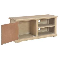 Foto van The living store tv-meubel - mdf en massief paulowniahout - 90 x 30 x 40 cm - met 1 deur en 2 open vakken