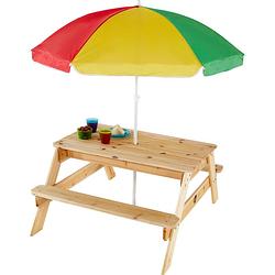 Foto van Plum kinder picknicktafel met parasol hout