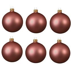 Foto van 6x glazen kerstballen mat oud roze 6 cm kerstboom versiering/decoratie - kerstbal