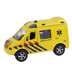 Foto van 2-play ambulance pull-back met licht en geluid 11 cm geel
