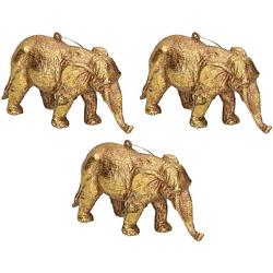 Foto van 3x kersthangers figuurtjes olifant goud 12 cm - kersthangers