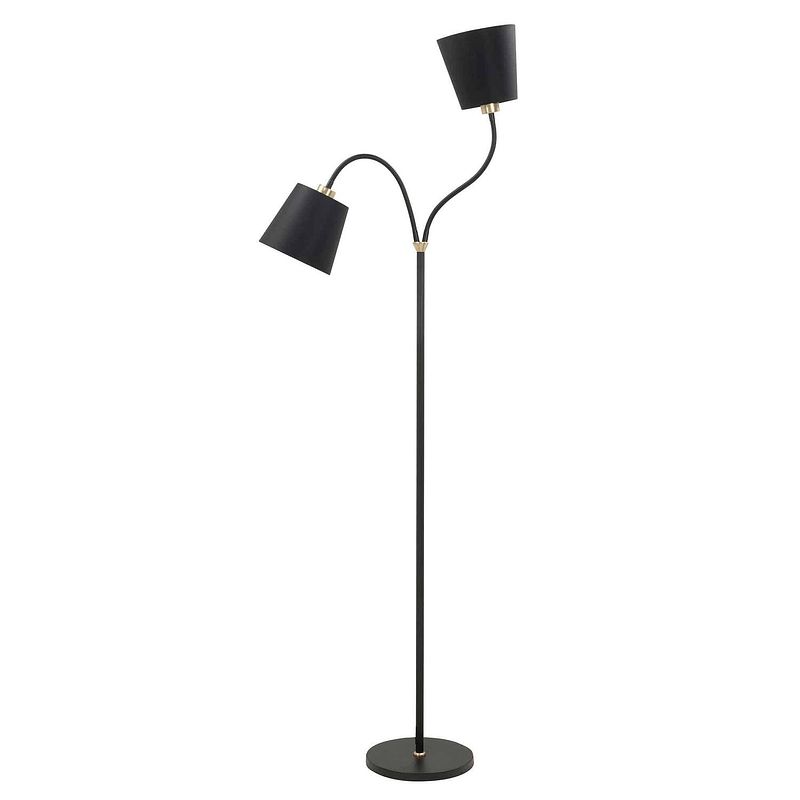 Foto van Highlight vloerlamp texas 2 lichts h 140 cm zwart goud