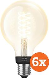 Foto van Philips hue filamentlamp white globe e27 6-pack