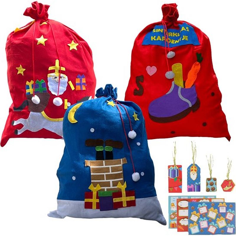 Foto van Zak van sinterklaas - geschenkzak - incl. sinterklaaslabels 46 delig - afm. 90 x 60 cm