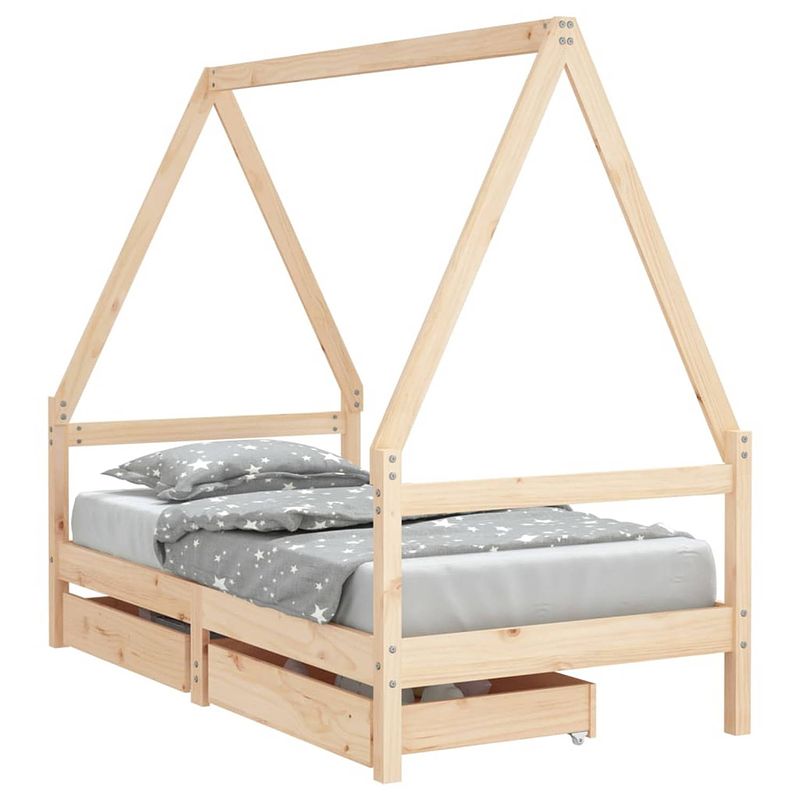 Foto van Vidaxl kinderbedframe met lades 80x160 cm massief grenenhout