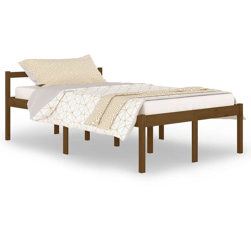 Foto van The living store bedframe grenenhout - honingbruin - 205.5 x 125.5 x 70.5 cm