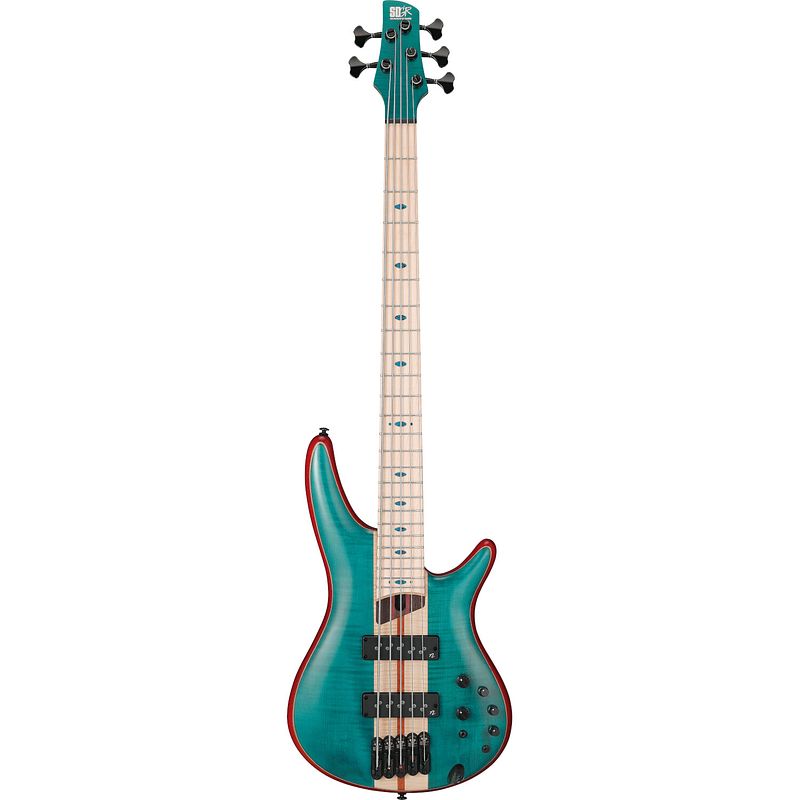 Foto van Ibanez sr1425b premium caribbean green low gloss 5-snarige elektrische basgitaar met gigbag